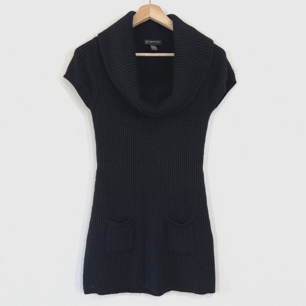 INC International Sweater Large Silk & Rabbit Hair Blend Turtleneck Cap Sleeve‎